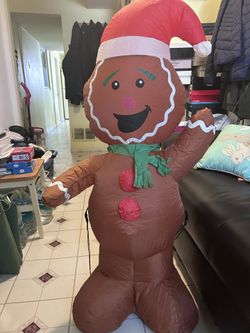 Holiday Time Christmas Airblown Inflatable Gingerbread Man Santa Hat
