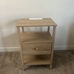 Bamboo Nightstand with Charging Station and USB Ports, 3-Tier Storage End Table