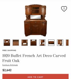 1920 buffet French art deco carved fruit oak also have the key for it asking $500