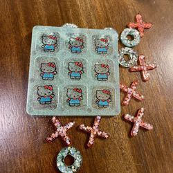 Tic Tac Toe game set Hello Kitty Resin small 3.6” Handcrafted New