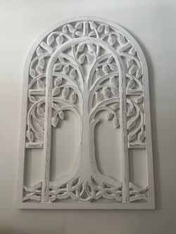 White Tree of Life Carved Wall Art Panel