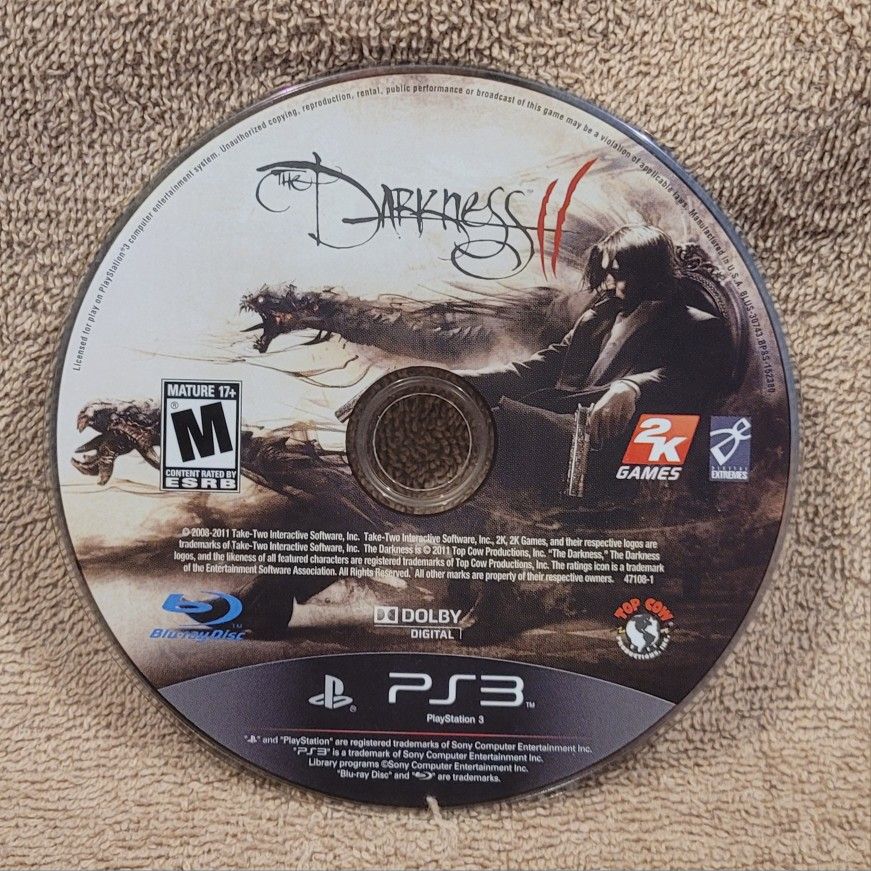 THE DARKNESS II (2012 PS3) FPS SHOOTER EVIL DARK SONY PLAYSTATION 3 VIDEO GAME DISK ONLY DISC