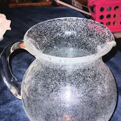 RARE HAND BLOWN PITCHER THOUSAND BUBBLES INSIDE 