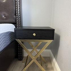 Black & Gold Nightstand / Side Table – $50