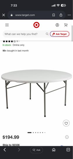Emma and Oliver 5-Foot Round Bi-Fold Granite White Plastic Folding Table with Carrying Handle 19 110$ 2 piece
