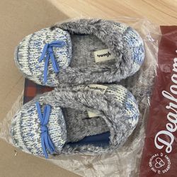 New Girl Dear Foam Knitted Blue/grey Slippers 