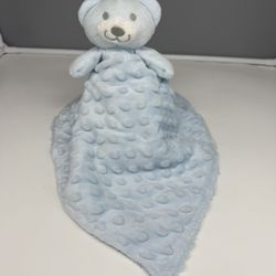Light Blue Plush Bear Lovey with Soft Minky Texture
