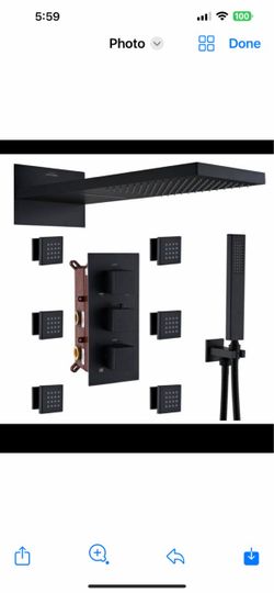 Thermostatic Shower System in Black Wall Mounted Shower Head with Handheld New  Black 19L And Nickel 19B  $150