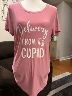 Time & Tru Size Med (8-10) Maternity Delivery From Cupid Shirt Pink