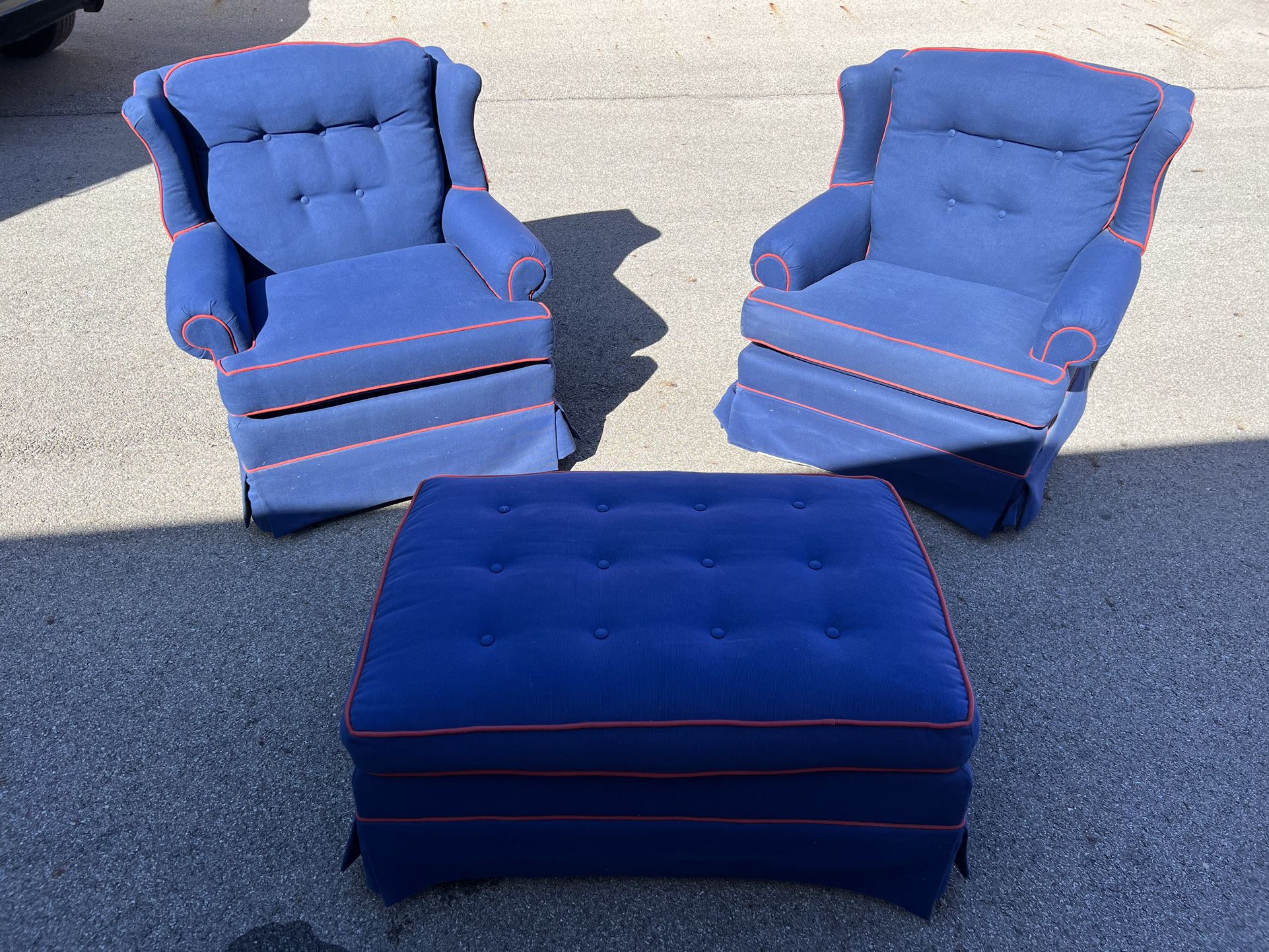Two Chair Ottoman Set