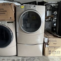 KENMORE GAS DRYER WITH PEDESTAL 