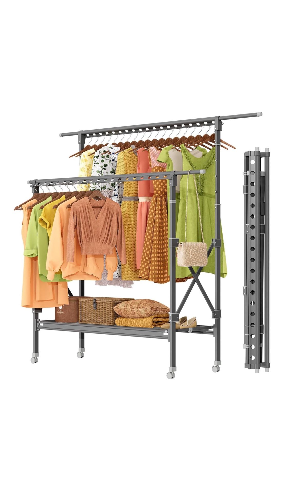 Double Rods Clothing Racks W/ Wheels *Brand New*