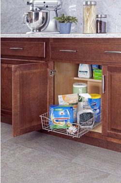 ClosetMaid 14 in. Pull Out Cabinet Organizer, Heavy Duty, Slide Out Pantry Shelves Drawers for Kitchen, Bathroom, WHITE