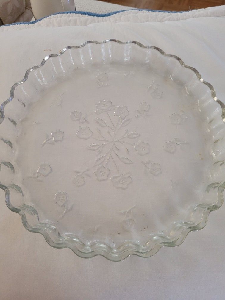 Anchor Hocking Savanah Clear Glass Quiche Or Pie Plate