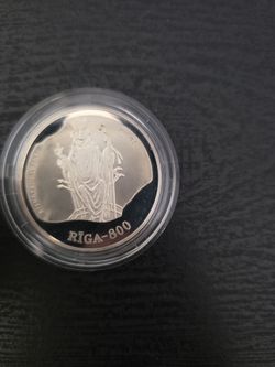 Rare Latvia 10 Latu "Riga-800" Official Sterling Silver Coin