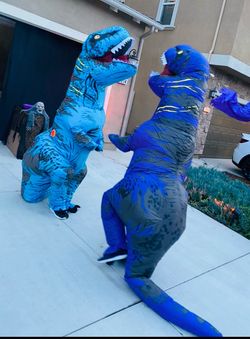 Used two dinosaur costumes for Halloween