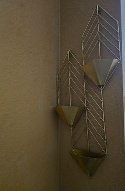 Gold Metal Angular Floating Shelf wall planter home decor