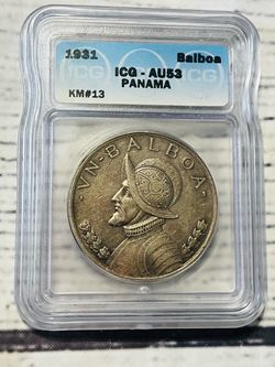 1931 Panama Balboa ICG AU53 Graded Coin