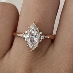 1.5 Carat Marquise Moissanite Diamond Engagement Ring 