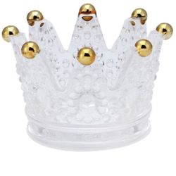 Glass Crown Ashtray, Candleholder, jewelry holder