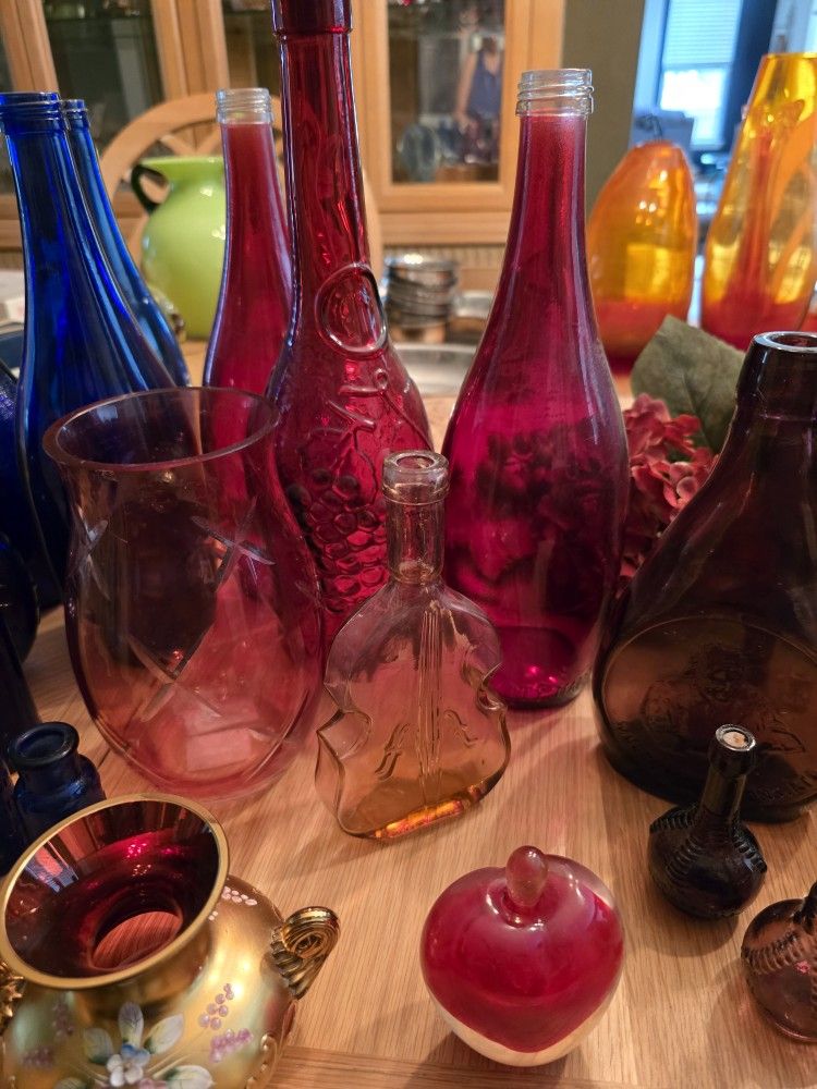 Red glass antique items