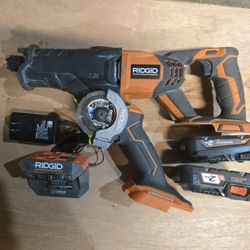 18 V RIDGID RECIPROCATING SAW +  SubCompact Lithium-Ion Brushless Cordless 3 in. Multi-Material Saw 2 Batteries And Charger 