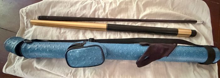 DUFFERIN PRO SERIES 19OZ ALUMINUM POOL CUE W/ CASE & GLOVE BILLIARD STICK IN NICE CONDITION