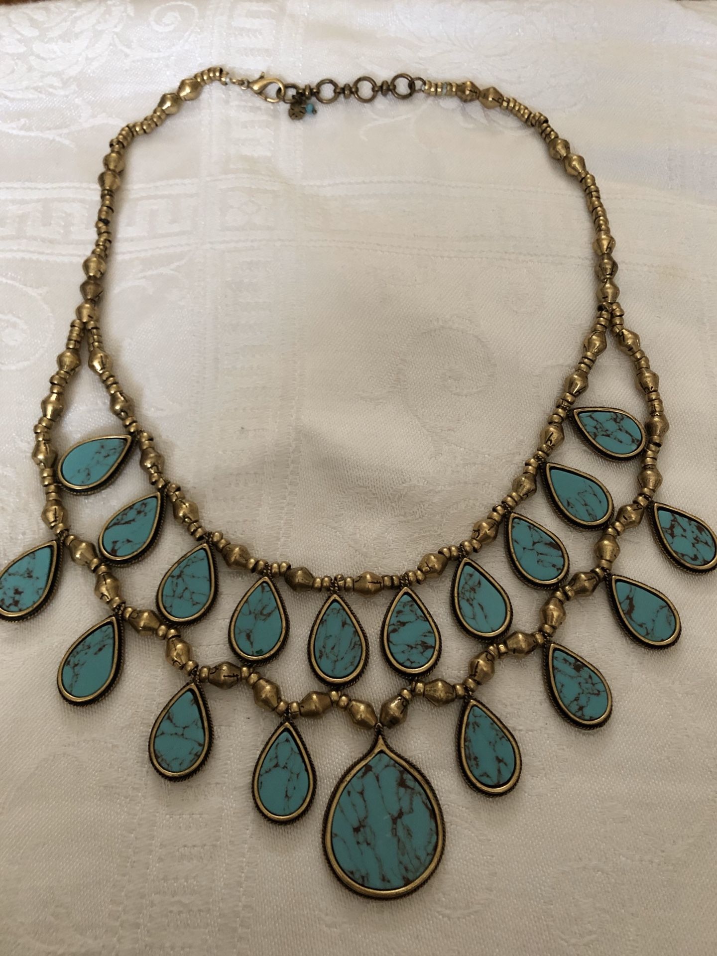 Gold Tone Turquoise Necklace