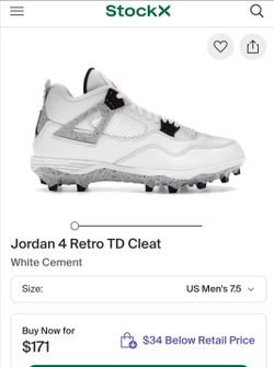 Used Jordan 4 Cleats size 7.5