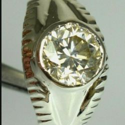 5.12 Ct Champagne Treated Diamond Moissanite 925 Sterling Silver Ring Size 8