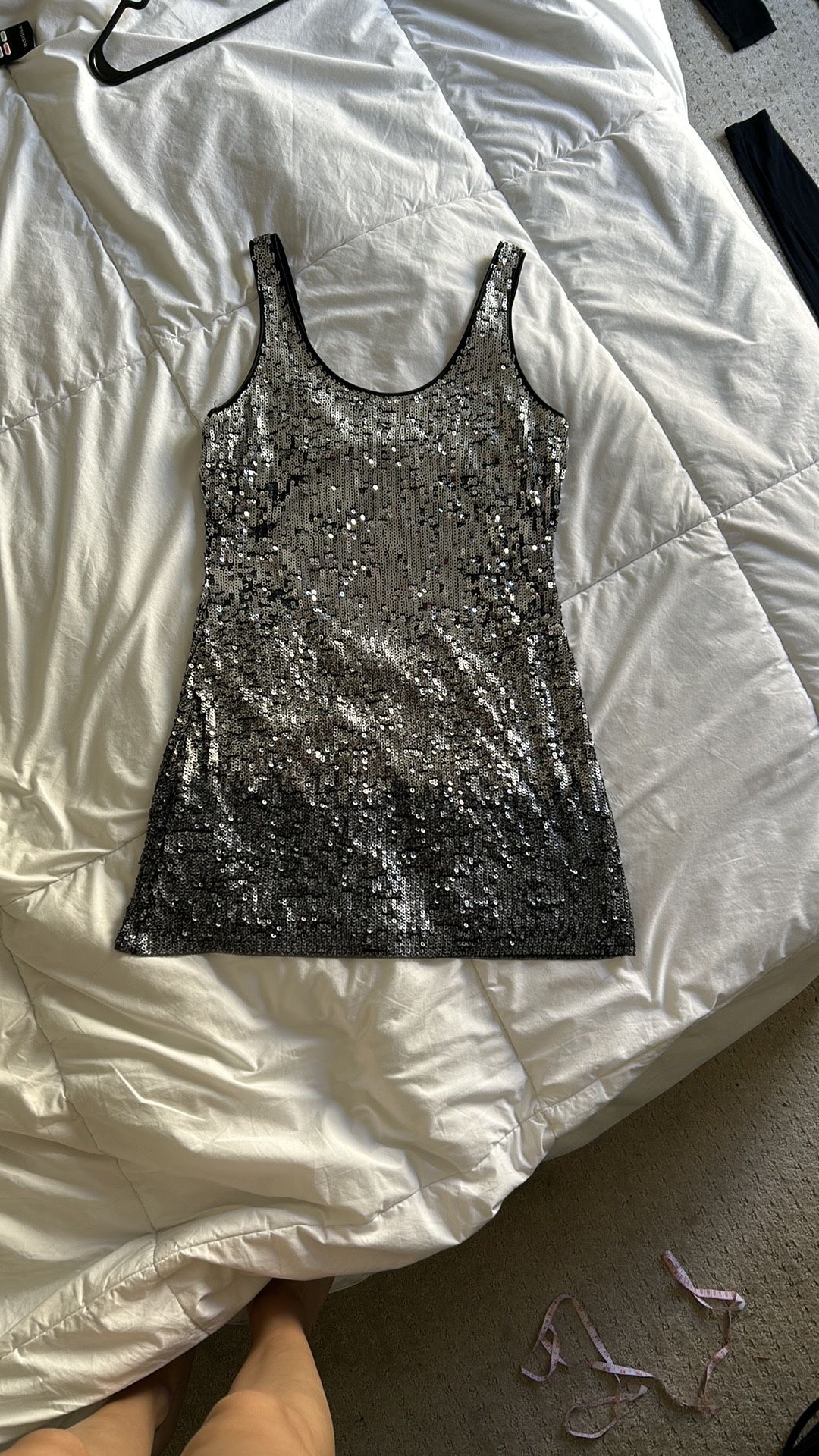 Express Silver Sequin Mini Dress