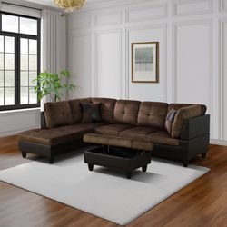 Sectional With Matching Storage Ottoman