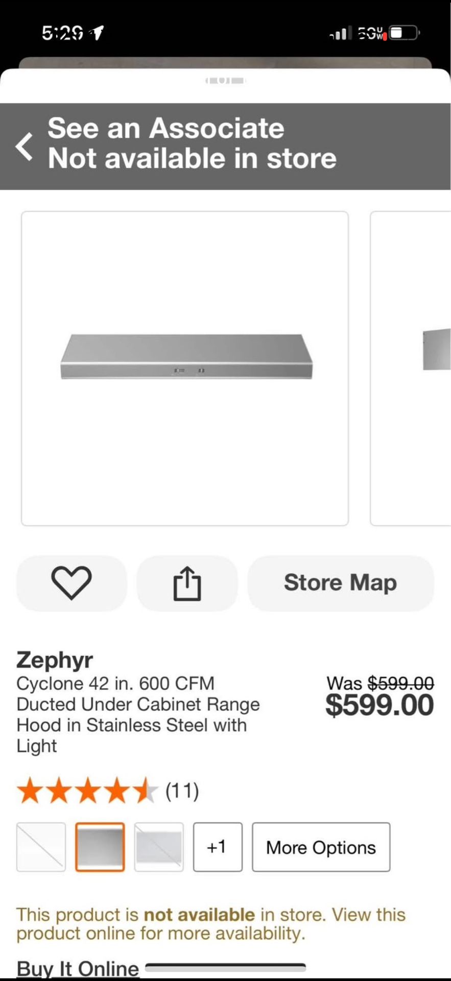 Zephyr Cyclone 42 in. 600 CFM Ducted Under Cabinet Range Hood in Stainless Steel with Light