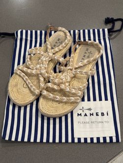 Manebi Jute rope white tie up sandals