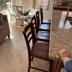 4  Brown Wood High Chairs