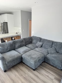 Grey Sectional Couch with Ottoman!