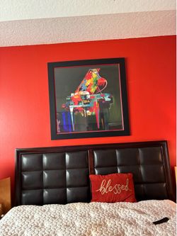 King size headboard with frame and two storage drawers