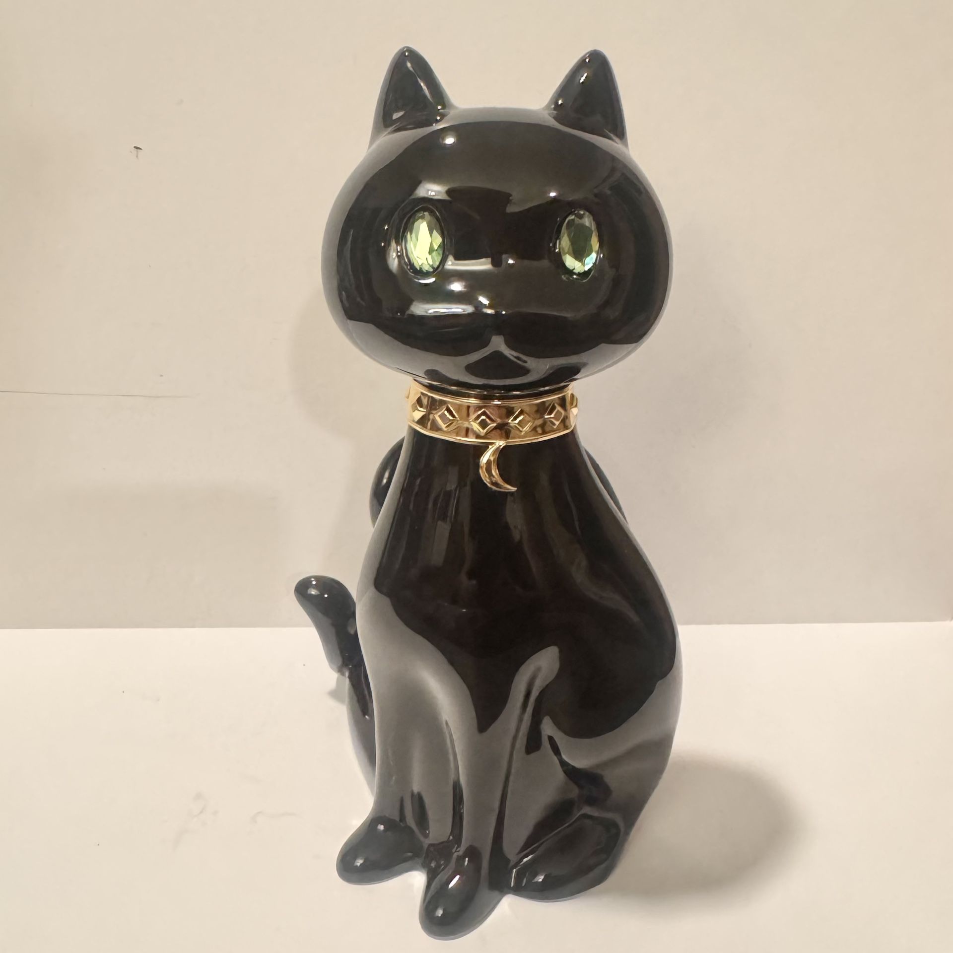 Bath & Body Works Halloween Black Cat Green Jewel Eyes Single Wick Candle Holder