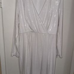 White Sequin Calvin Klein Dress Size 10 