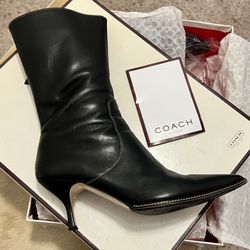 Coach Leather Boots Size 8.5 - Black