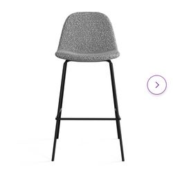 2 Gray Boucle Bar Stools 