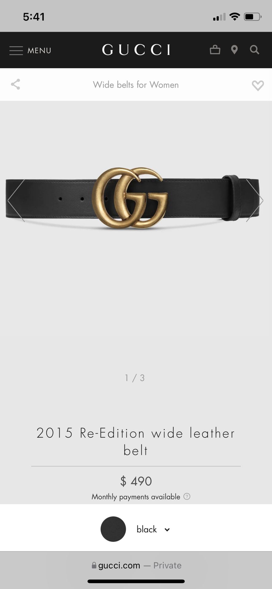 Gucci belt 85cm