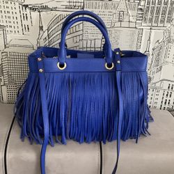 Milly NWT Cobalt Blue Fringe Crossbody Satchel/Bag