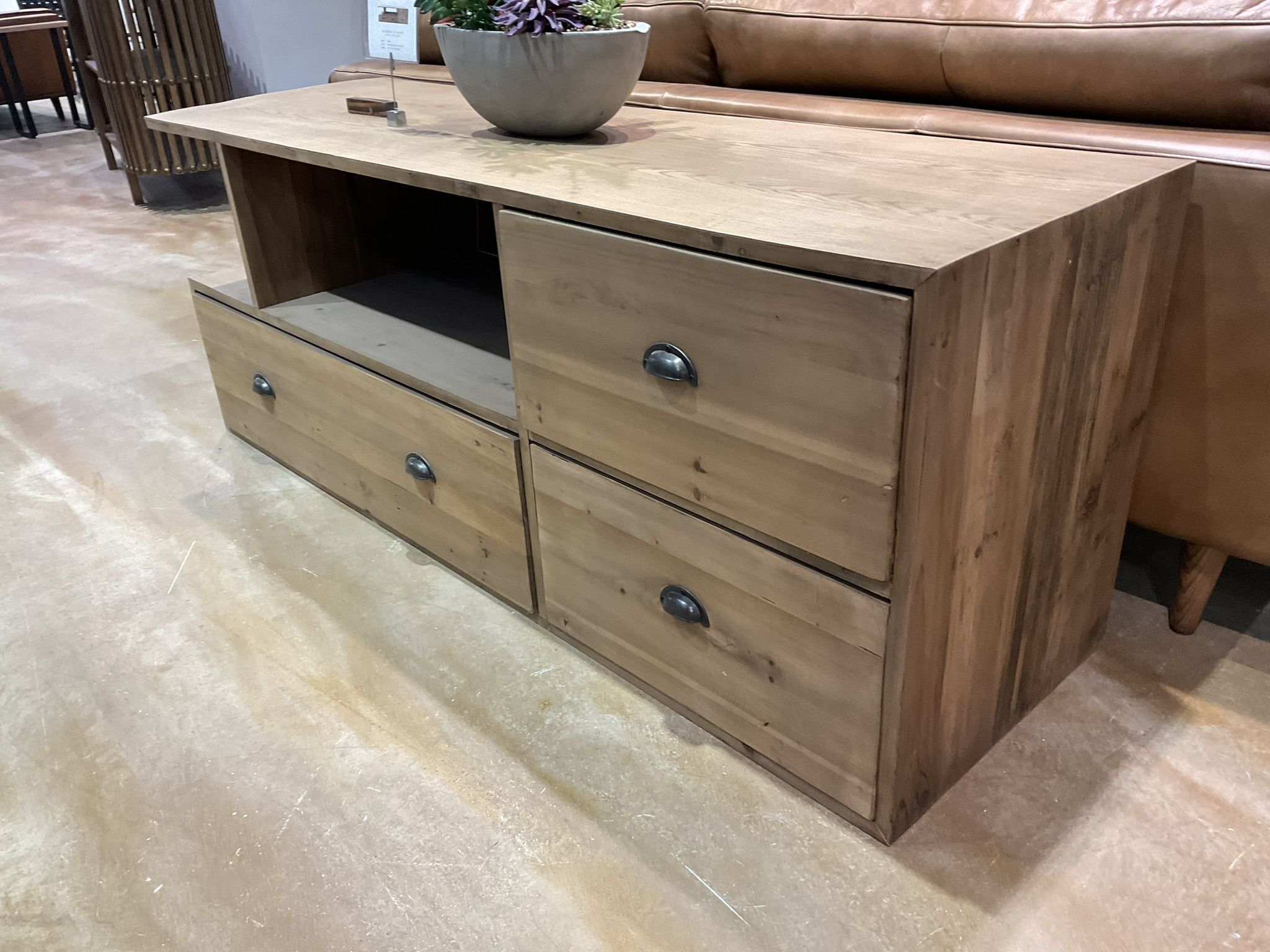 NEW 67” long SALVAGED PINE TV STAND Primitive Collections