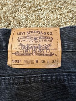VTG Levi's 505 Orange Tab Made in USA Black Jeans Mens Size 36x32 Raw Hem