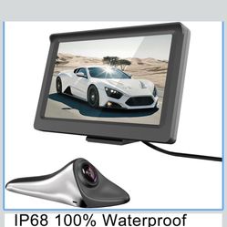Side View Camera 5 inch HD Surveillance System, IP68 Waterproof Blind spot Camera with HD LCD Screen Parking Assistance System, Silver 
