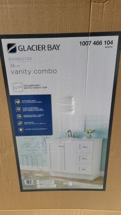 Bannister 37 in. Single Sink White Bath Vanity with Granite-Look Colorpoint White Cultured Marble Top (Assembled)