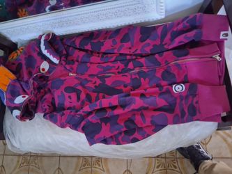 BAPE Shark Full-Zip Hoodie Purple and Pink Camo Size Medium