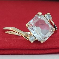 ❤️10k Size 6 Precious Solid Yellow Gold Aquamarine Gemstones Ring!/ Anillo de Oro con Aguamarinas! 👌🎁Post Tags: 10k 14k