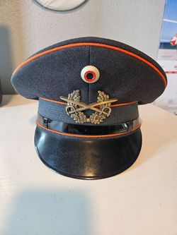 Vintage 1968 West German Army Heer Visor Cap Hat Orange Piping (Size 56)
